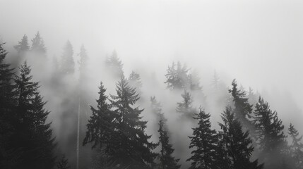 Forest fog in the Pacific Northwest - obrazy, fototapety, plakaty