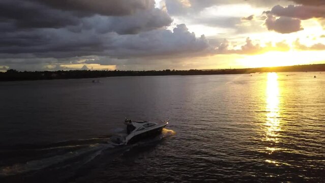 Sunset speedboat brasilia brazil - lake paranoa boat
