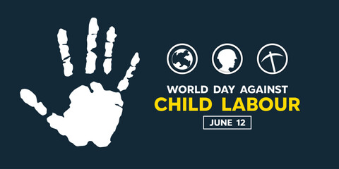 World Day Against Child Labour. Hand, earth, child and more . Suitable for cards, banners, posters, social media and more. Black background. 
 