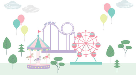 オシャレな遊園地の背景イラスト素材
