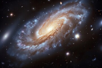 Fototapeta premium Radiant spiral galaxy illuminating the starry expanse of the cosmic universe