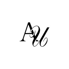 Initial Mixed Letter Logo. Logotype design. Simple Luxury Black Flat Vector AU
