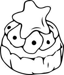 Hand drawn cake illustration on transparent background.
