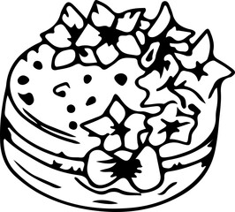 Hand drawn cake illustration on transparent background.
