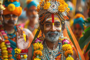 Vibrant scene capturing the colorful celebrations of Vishu festival