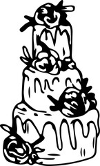 Hand drawn cake illustration on transparent background.
