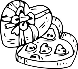 Hand drawn gift box illustration on transparent background.
