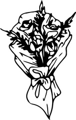 Hand drawn bunch of flowers illustration on transparent background.
