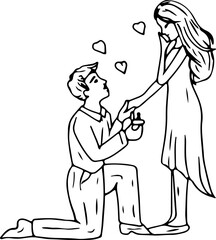 Fototapeta premium Hand drawn married couple illustration on transparent background. 