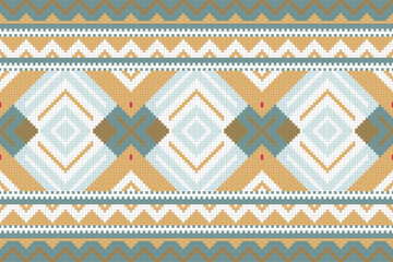 Ikat Fabric Paisley Embroidery Background. Ikat Damask Geometric Ethnic Oriental Pattern traditional.aztec Style Abstract Vector illustration.design for Texture,fabric,clothing,wrapping,sarong.