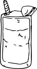 Hand drawn juice illustration on transparent background.
