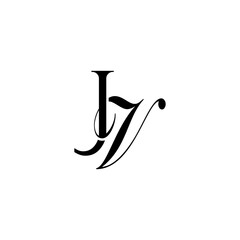 Initial Mixed Letter Logo. Logotype design. Simple Luxury Black Flat Vector JV
