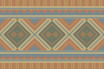 Ikat Seamless Pattern Embroidery Background. Ikat Texture Geometric Ethnic Oriental Pattern Traditional. Ikat Aztec Style Abstract Design for Print Texture,fabric,saree,sari,carpet.