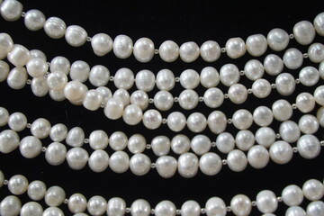 A string of pearl beads. Decoration.