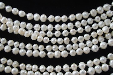 A string of pearl beads. Decoration.