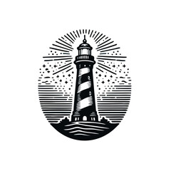 hand drawn lighthouse old engraving vector illustration style. lighthouse vintage illustration logo, emblem, icon old engraving style