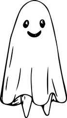 Hand drawn halloween ghost illustration on transparent background.
