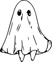 Hand drawn halloween ghost illustration on transparent background.
- 785899570