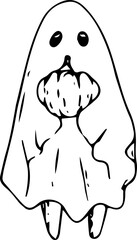 Hand drawn halloween ghost illustration on transparent background.
- 785899573