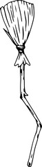 Hand drawn halloween witch broom illustration on transparent background.
