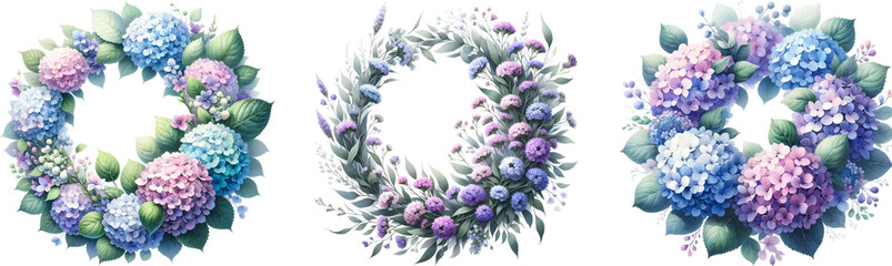 Waercolor flower wreath for decoration.