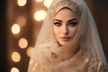 Portrait of a beautiful happy arab bride