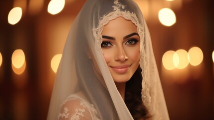 Portrait of a beautiful happy arab bride