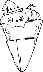 Hand drawn dessert for halloween party illustration on transparent background.

