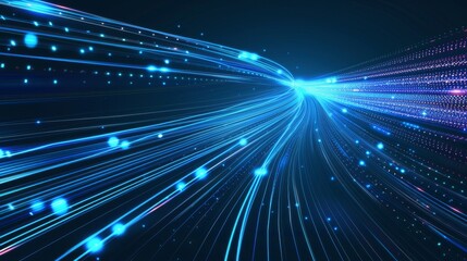 Obraz premium Blue light streak fiber optic speed line futuristic background