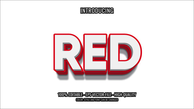 Editable red white text effect with 3d style