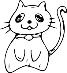 Hand drawn halloween cat illustration on transparent background.

