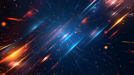 Obraz premium Blue technology background with motion neon light effect