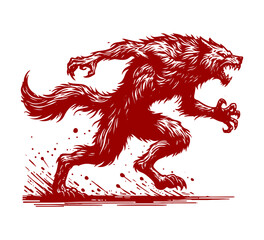 werewolf hand drawn vintage vector illustration