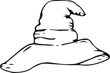 Hand drawn halloween witch hat illustration on transparent background.
