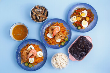 Freshly cooked assorted Filipino food