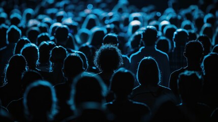 Obraz premium Worried crowd with obscured faces in shadow