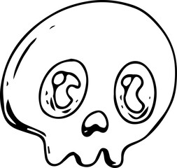 Hand drawn skull illustration on transparent background.
