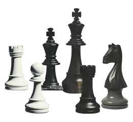 PNG Retro collage of chess business game