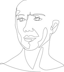 Face line art drawing illustration on transparent background.	 - 785902788