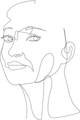 Face line art drawing illustration on transparent background.	 - 785902903
