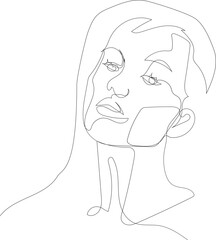 Face line art drawing illustration on transparent background.	 - 785902928