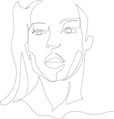 Face line art drawing illustration on transparent background.	 - 785902932