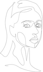Face line art drawing illustration on transparent background.	 - 785902934