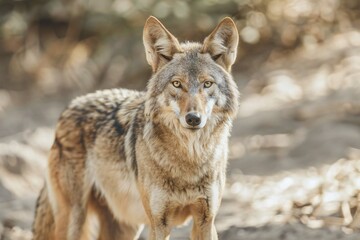 Portrait of a Coyote in the forest,  Wildlife scene from nature