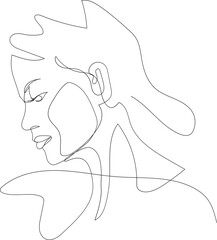 Face line art drawing illustration on transparent background.	 - 785902949