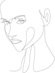 Face line art drawing illustration on transparent background.	 - 785902950