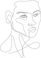Face line art drawing illustration on transparent background.	 - 785902955