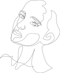 Face line art drawing illustration on transparent background.	 - 785902963