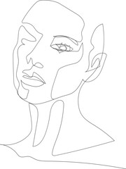 Face line art drawing illustration on transparent background.	 - 785902975