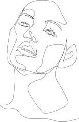 Face line art drawing illustration on transparent background.	 - 785902984